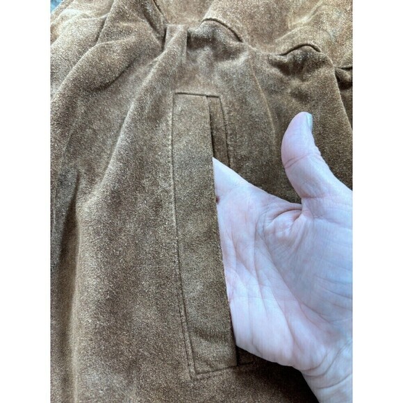 Rainforest Suede Coat Jacket Brown Large Zipper Snap Closure Drawstring Waist - Picture 9 of 16